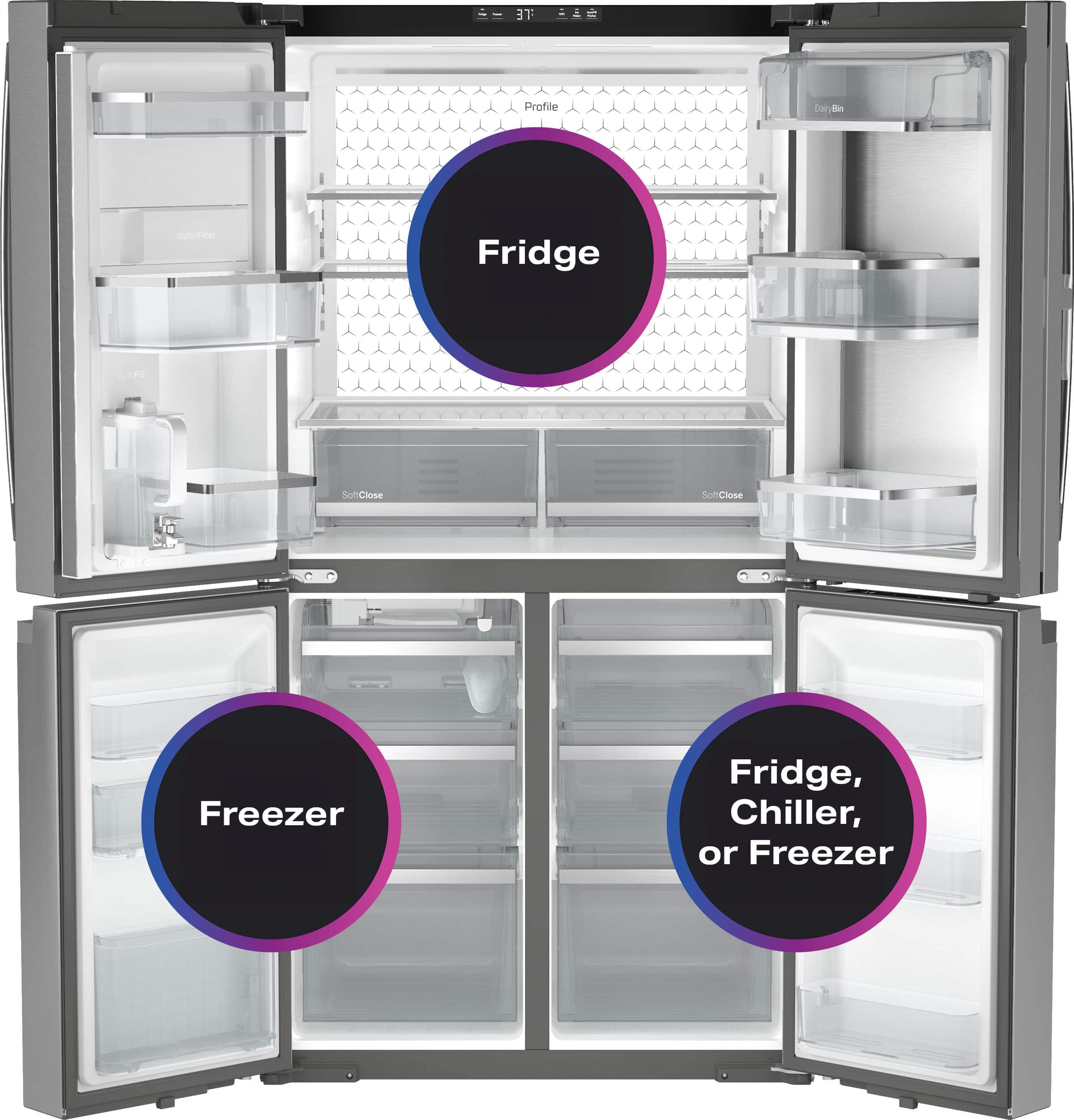 GE Profile PAD28BYTFS 28 Cu. Ft Refrigerator French Door Smart ENERGY STAR - Image 2