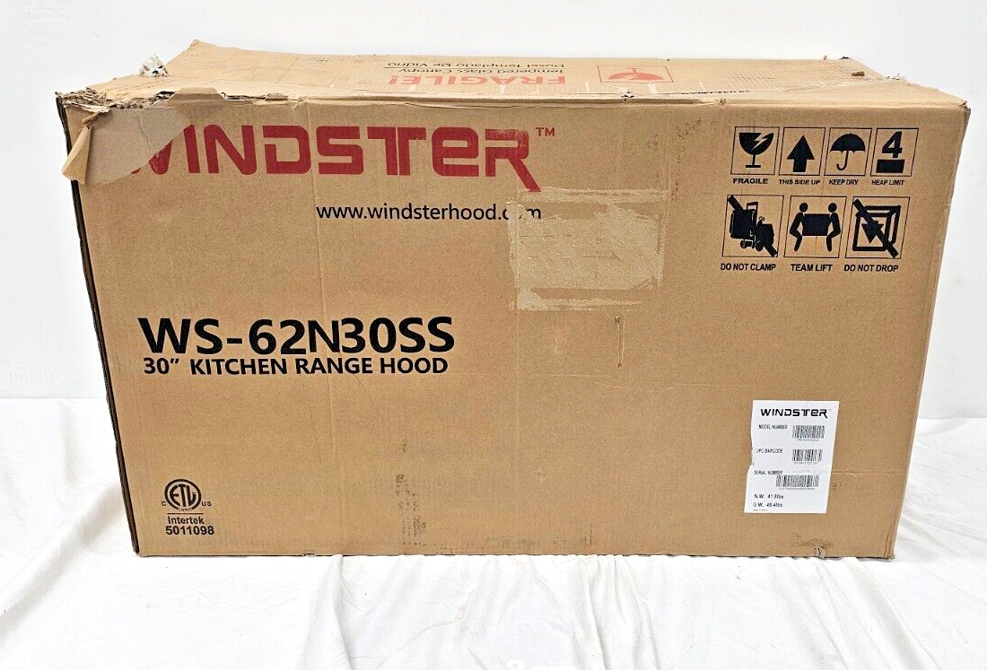 Windster WS-62N30SS 30" Convertible Range Hood - Stainless Steel/Glass