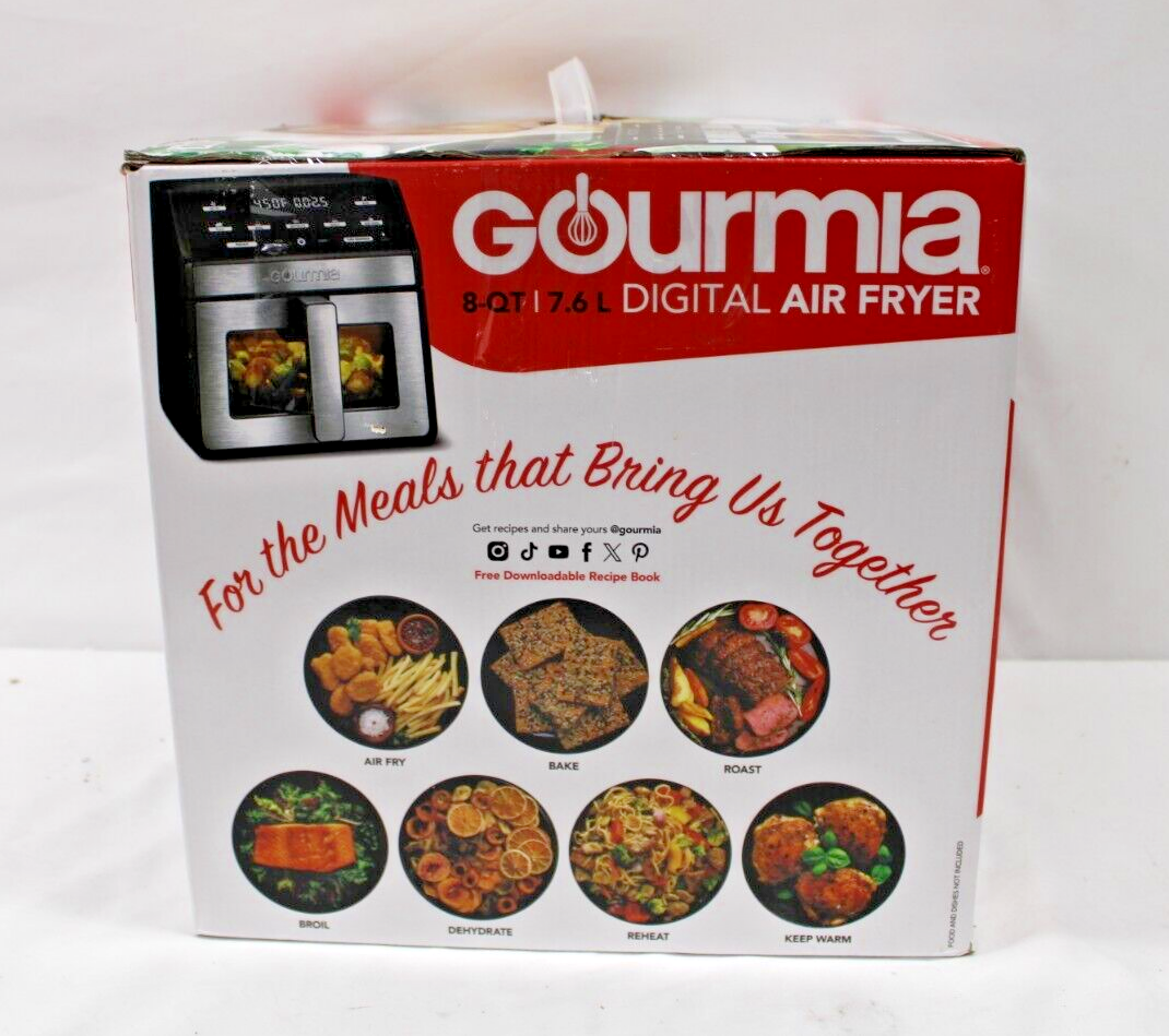 NEW Gourmia 8 QT Digital Air Fryer w/ Window & Light, Countertop, Black, GAF858