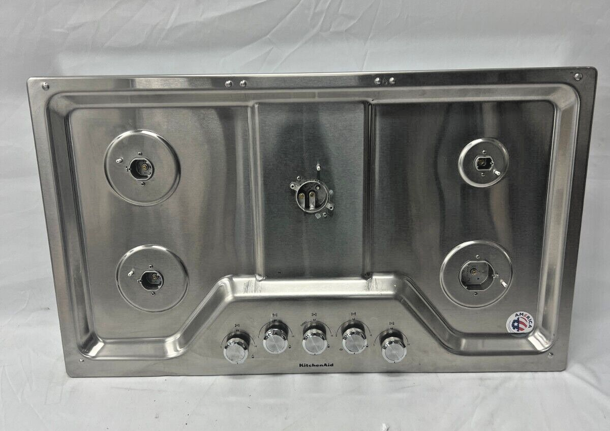 KitchenAid KCGS356ESS 36" Built-In Gas Cooktop w/ 5 Burners in Stainless Steel