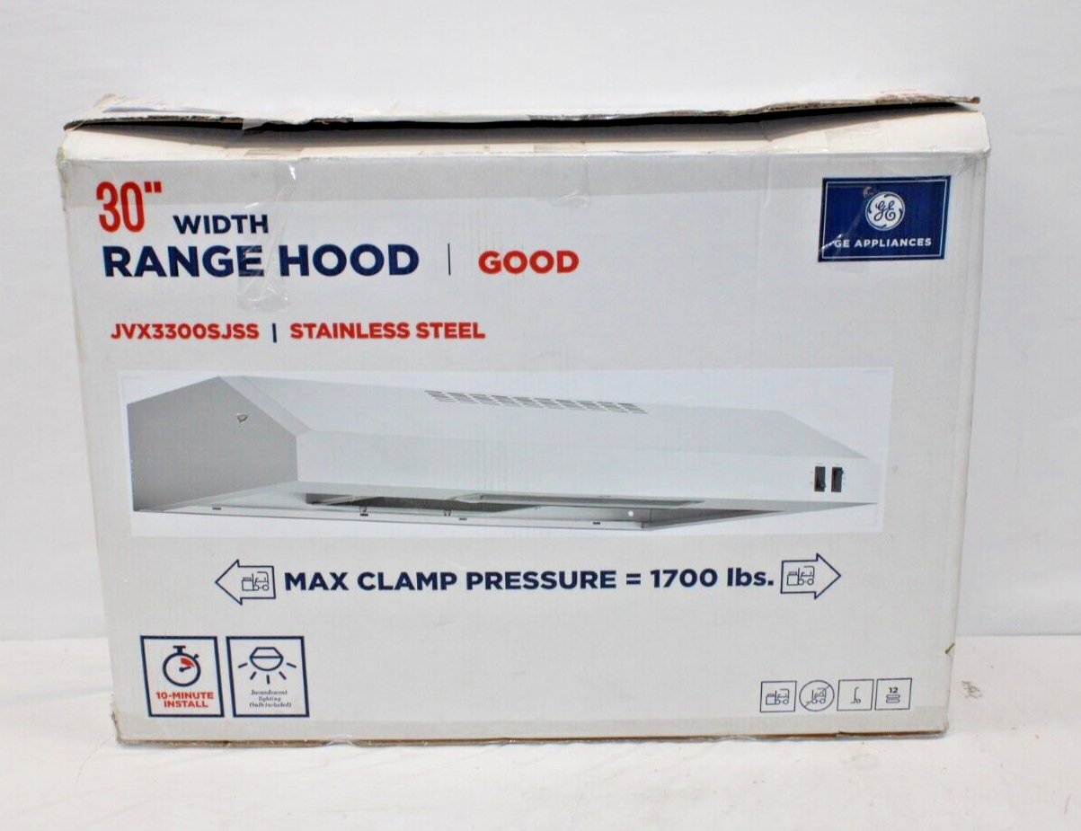 GE JVX3300SJSS 30" Convertible Under Cabinet 200 CFM Range Hood, Stainless Steel