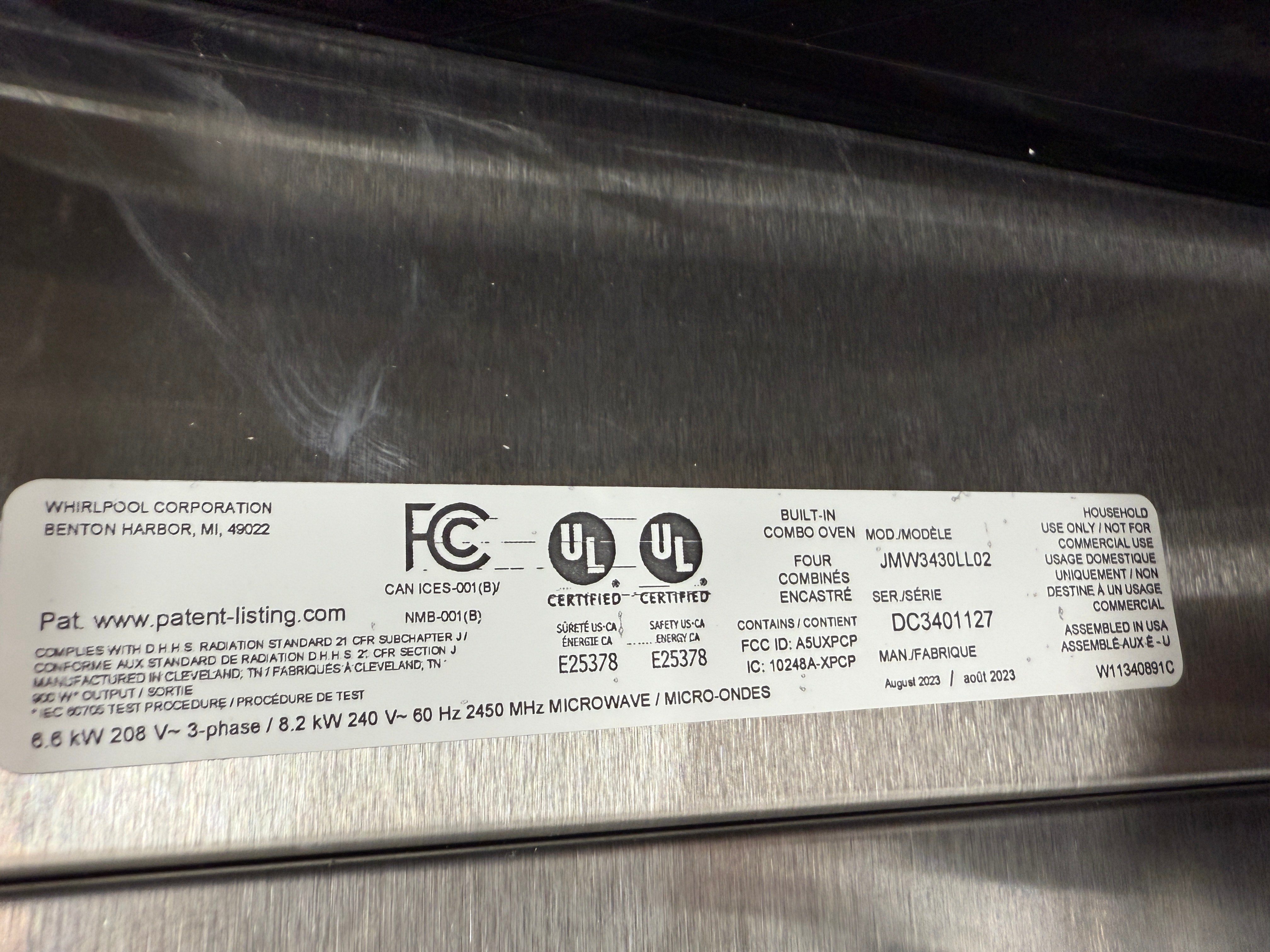 JennAir JMW3430LL 30" Microwave Wall Oven Built-In Convection Stainless Steel