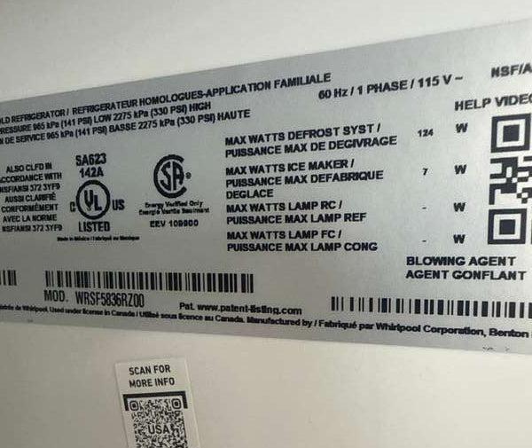 Whirlpool WRSF5836RZ 28.7 Cu. Ft. 36" Side-by-Side Refrigerator, Stainless Steel - Assessment Photo 10