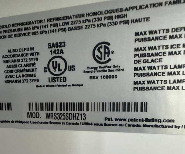 Whirlpool WRS325SDHZ 24.6 Cu. Ft 36" Side-by-Side Refrigerator, Stainless Steel - Assessment Photo 12