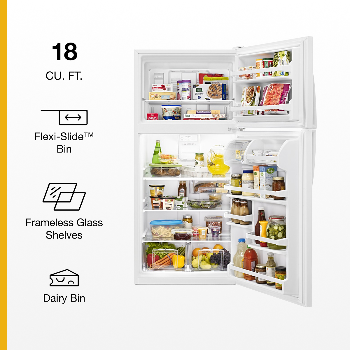 Whirlpool WRT318FZDW 18.2 Cu. Ft 30" Top-Freezer Refrigerator, White - Image 4