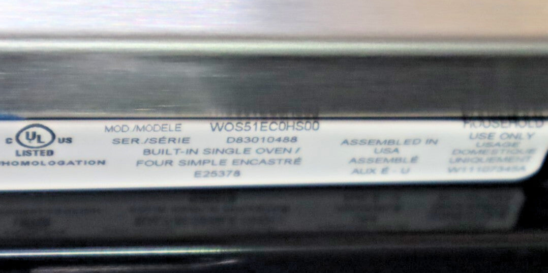 Whirlpool WOS51EC0HS 30" 5 Cu. Ft. Built-In Electric Single Wall Oven in SS