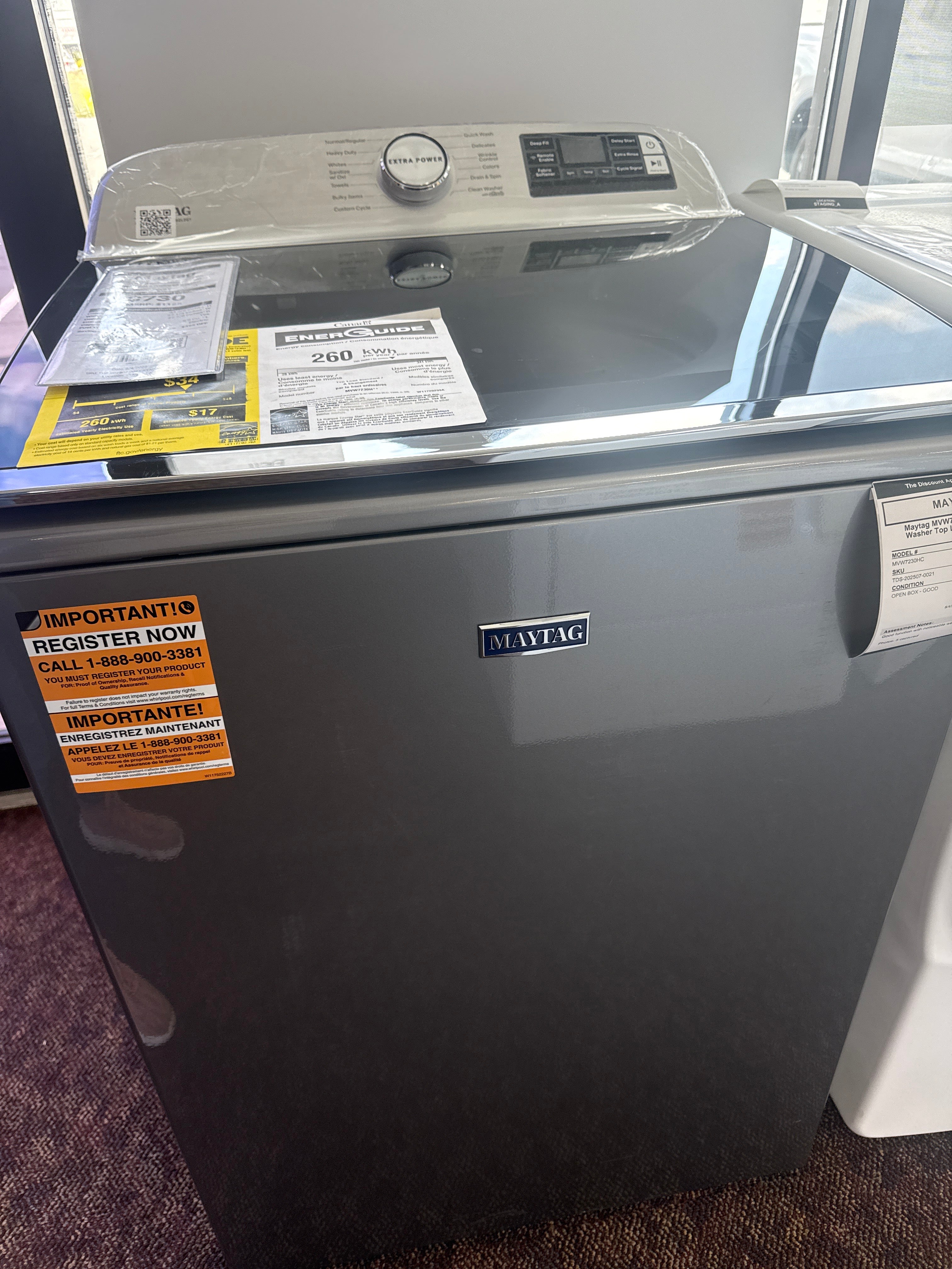 Maytag MVW7230HC 5.2 Cu. Ft Washer Top Load Smart Metallic Slate