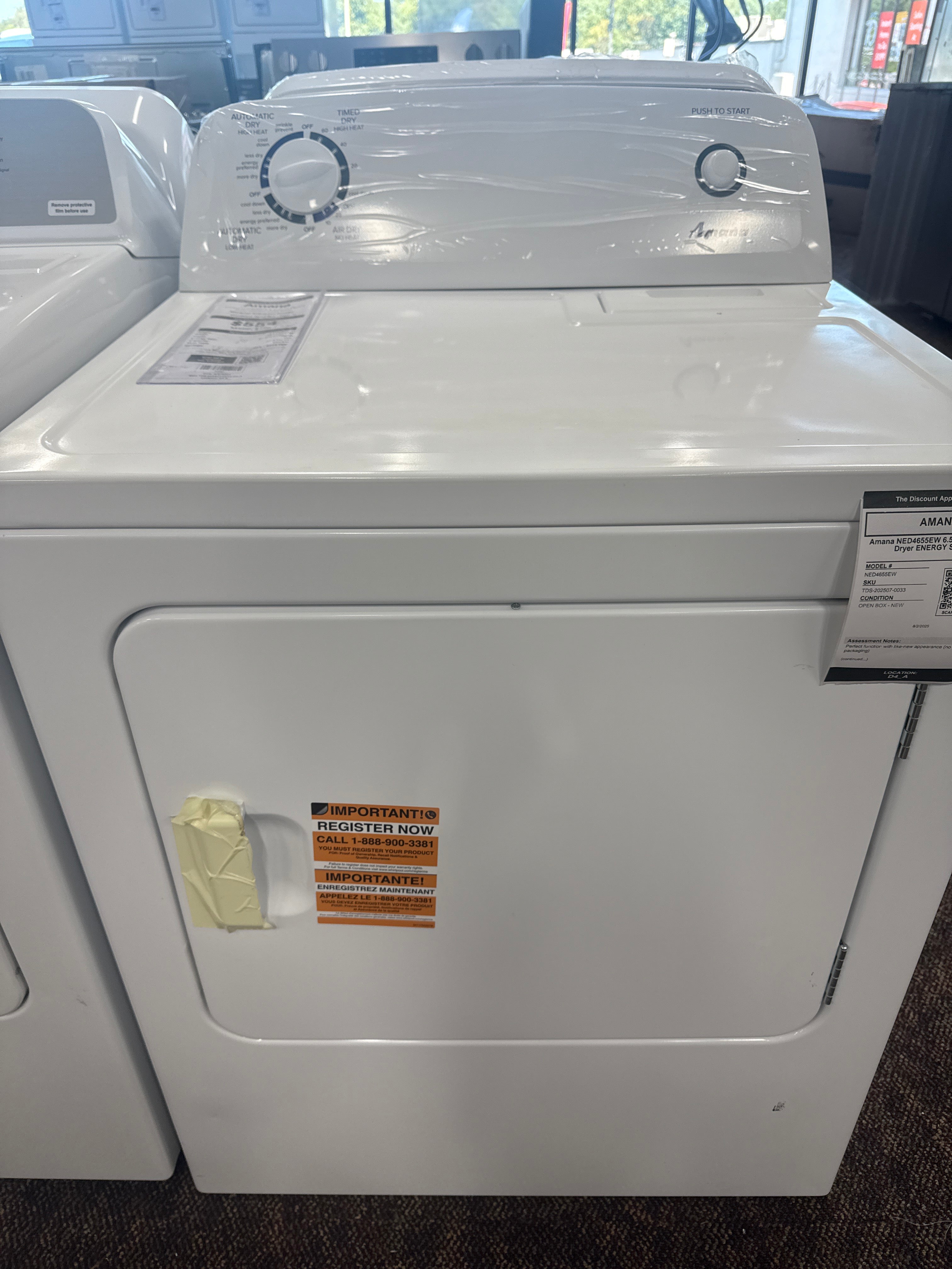 Amana NED4655EW 6.5 Cu. Ft Electric Dryer ENERGY STAR White