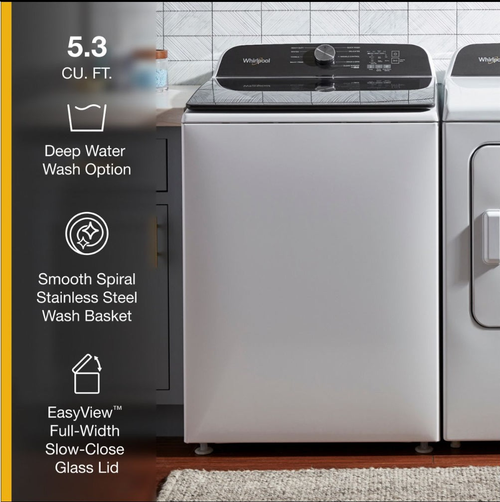 Whirlpool WTW500CMW 5.3 Cu. Ft. Large Capacity Top Load Washer, White