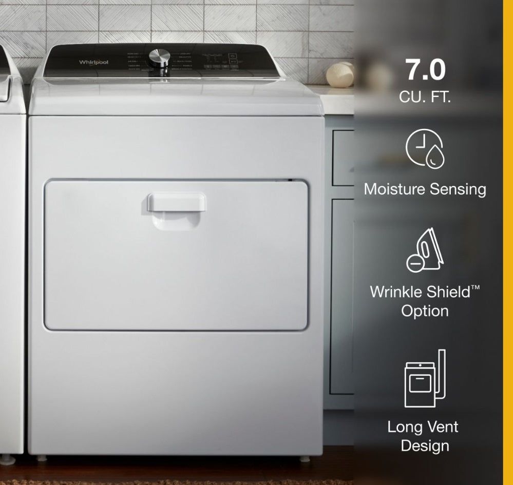 Whirlpool WED500CMW 7.0 Cu. Ft. Long Vent Electric Moisture Sensing Dryer