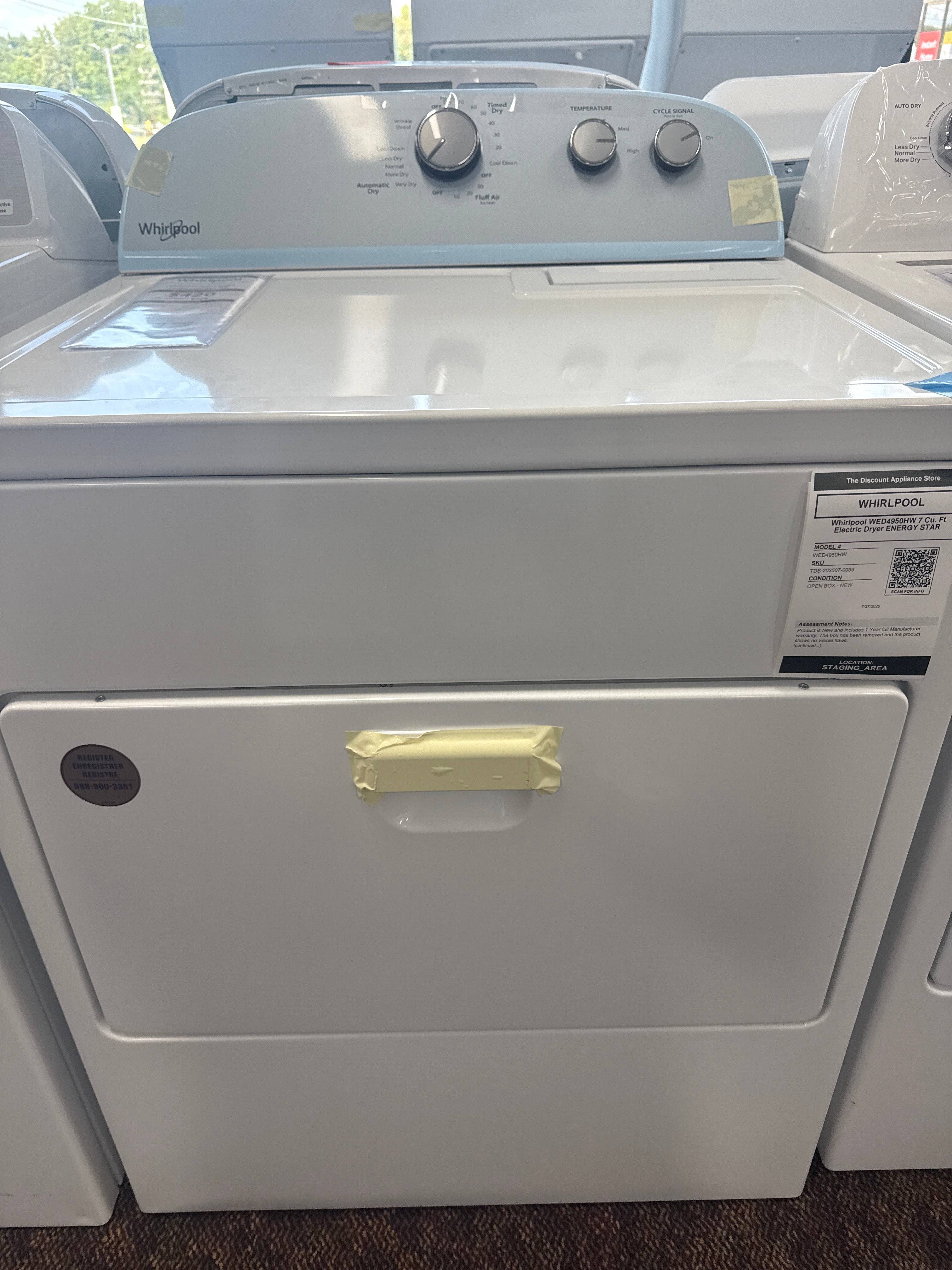 Whirlpool WED4950HW 7 Cu. Ft Electric Dryer ENERGY STAR White
