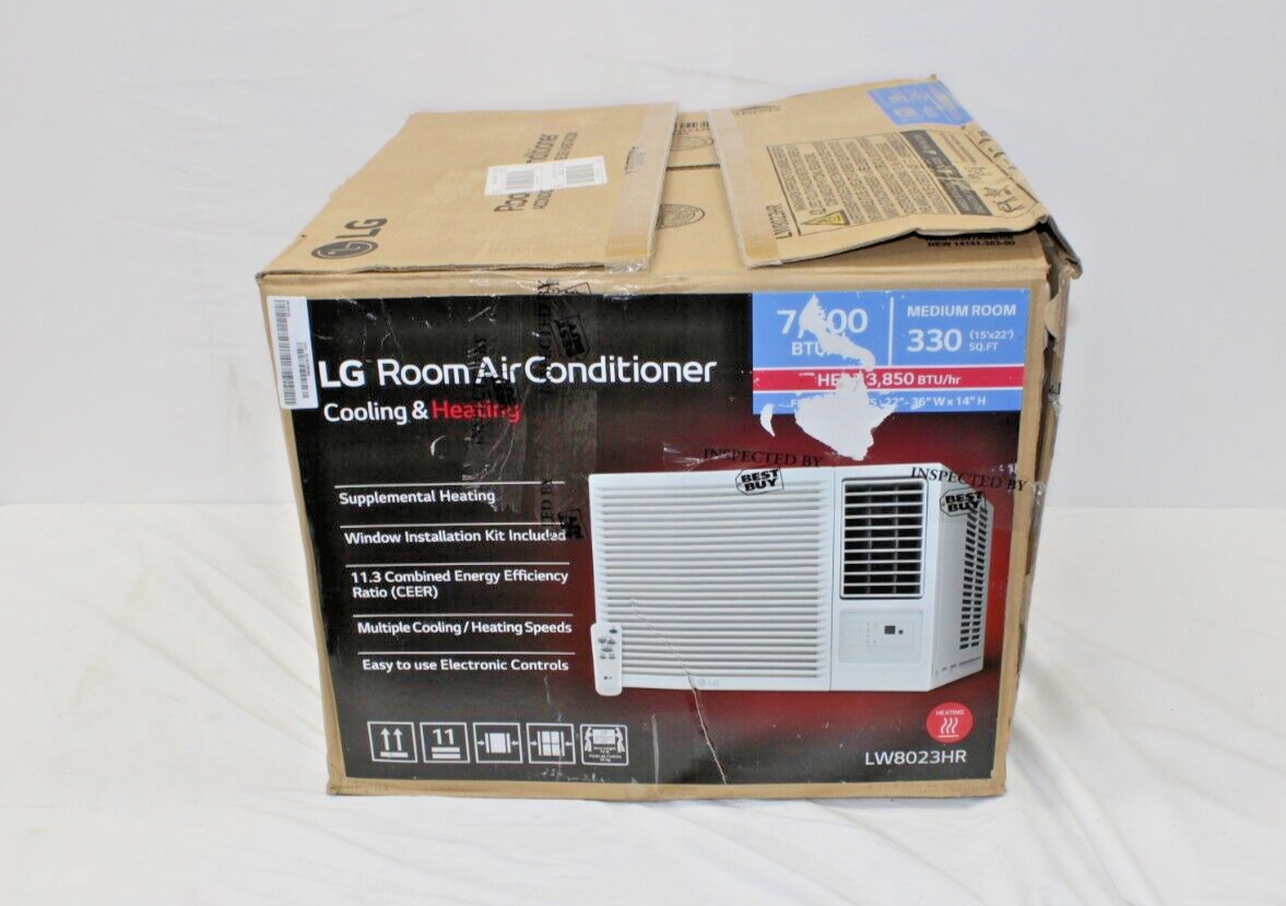 LG LW8023HR 330 Sq Ft 7600 BTU Window Mounted Air Conditioner & 3,850 BTU Heater