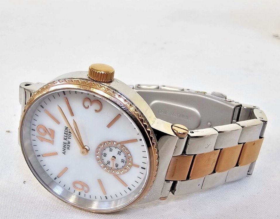 Anne Klein Stainless Steel RoseGold Mother of Pearl Quartz Watch 12/2341MPRT