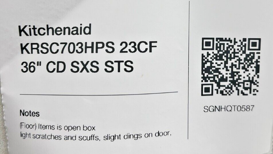 KitchenAid KRSC703HPS 22.6 Cu. Ft. Side-by-Side Counter-Depth Refrigerator in SS