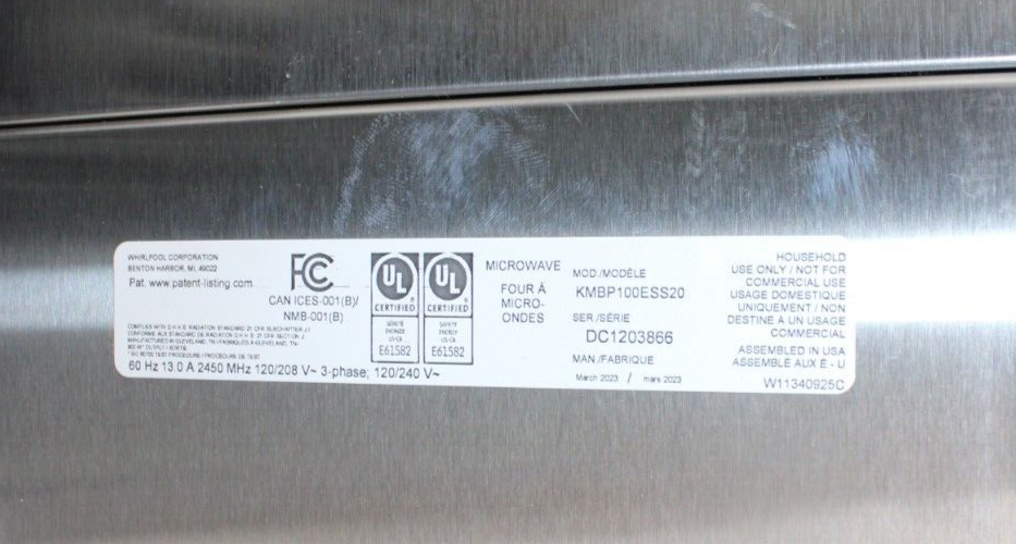 KitchenAid KMBP100ESS 1.4 Cu. Ft. Built-In Convection Microwave, Stainless Steel