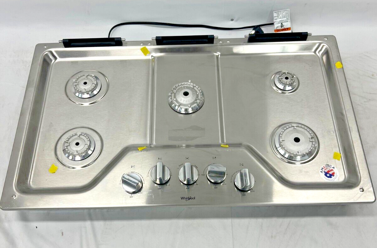 Whirlpool WCG97US6HS 36" 5-Burner Gas Cooktop in Stainless Steel