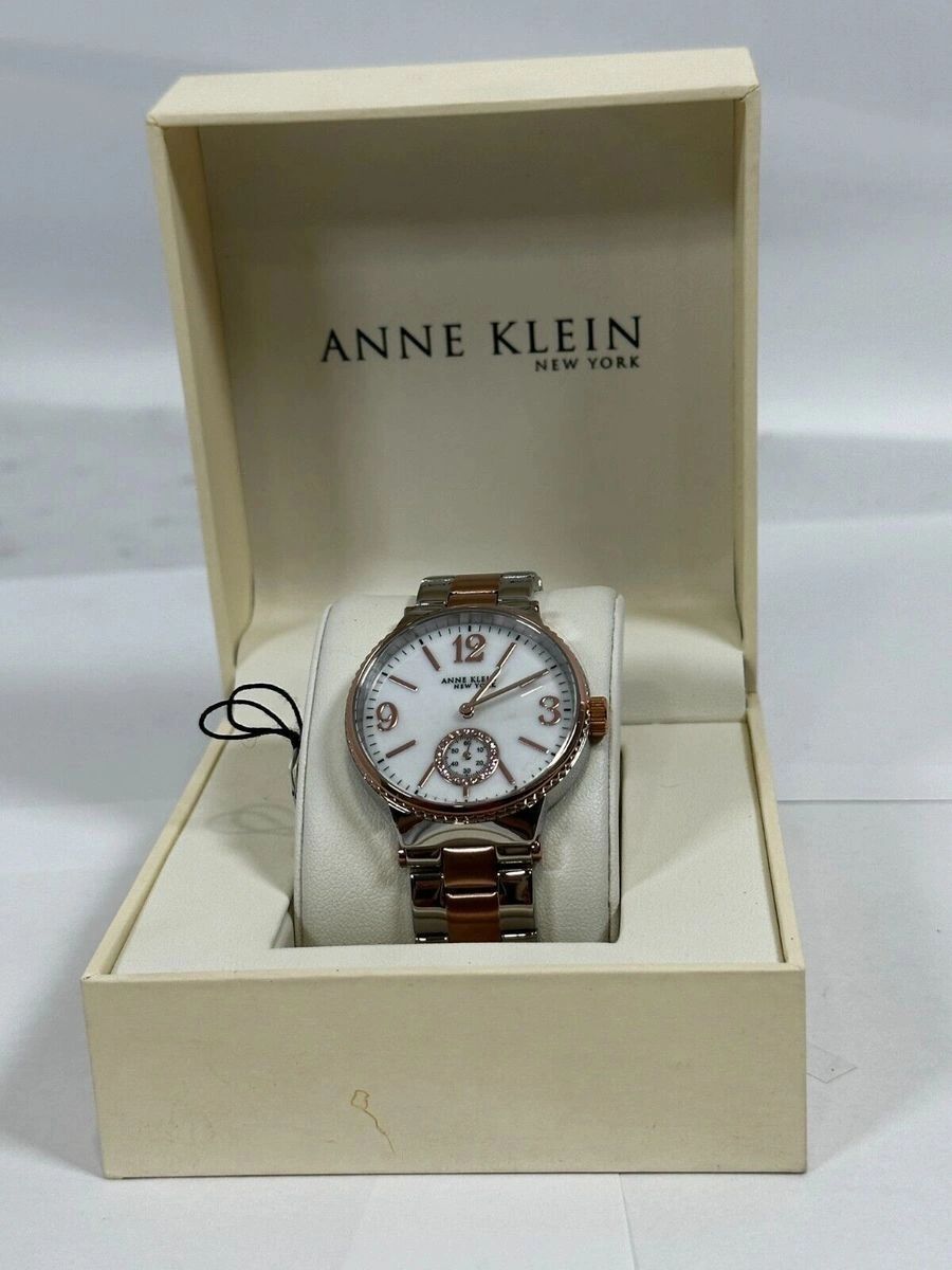 New Anne Klein Stainless Steel RoseGold Mother of Pearl Quartz Watch 12/2341MPRT