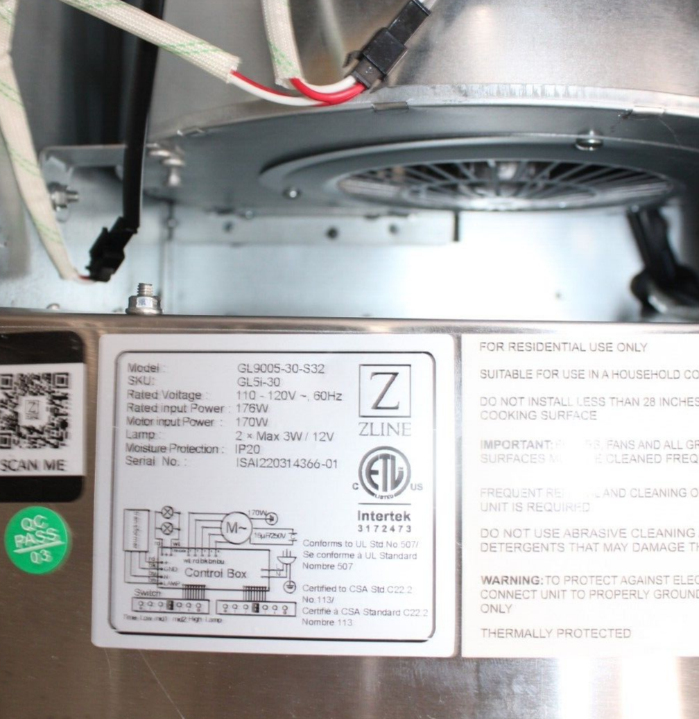 ZLINE 30"  Externally Vented 400 CFM Island Range Hood, GL5I-30, Stainless Steel