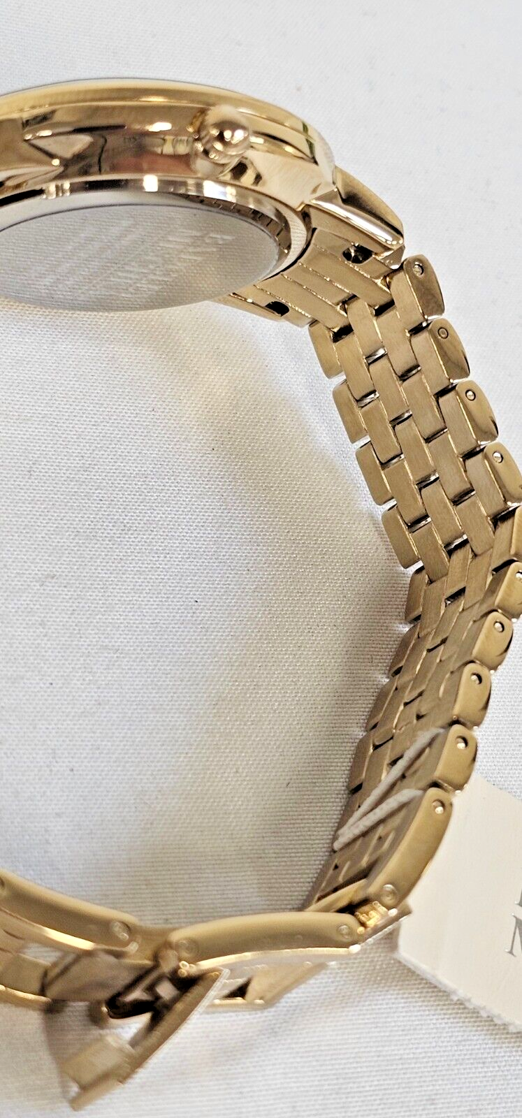 New Badgley Mischka Gold Tone MOP Bracelet Watch Swarovski Crystal BA/1390GMGB