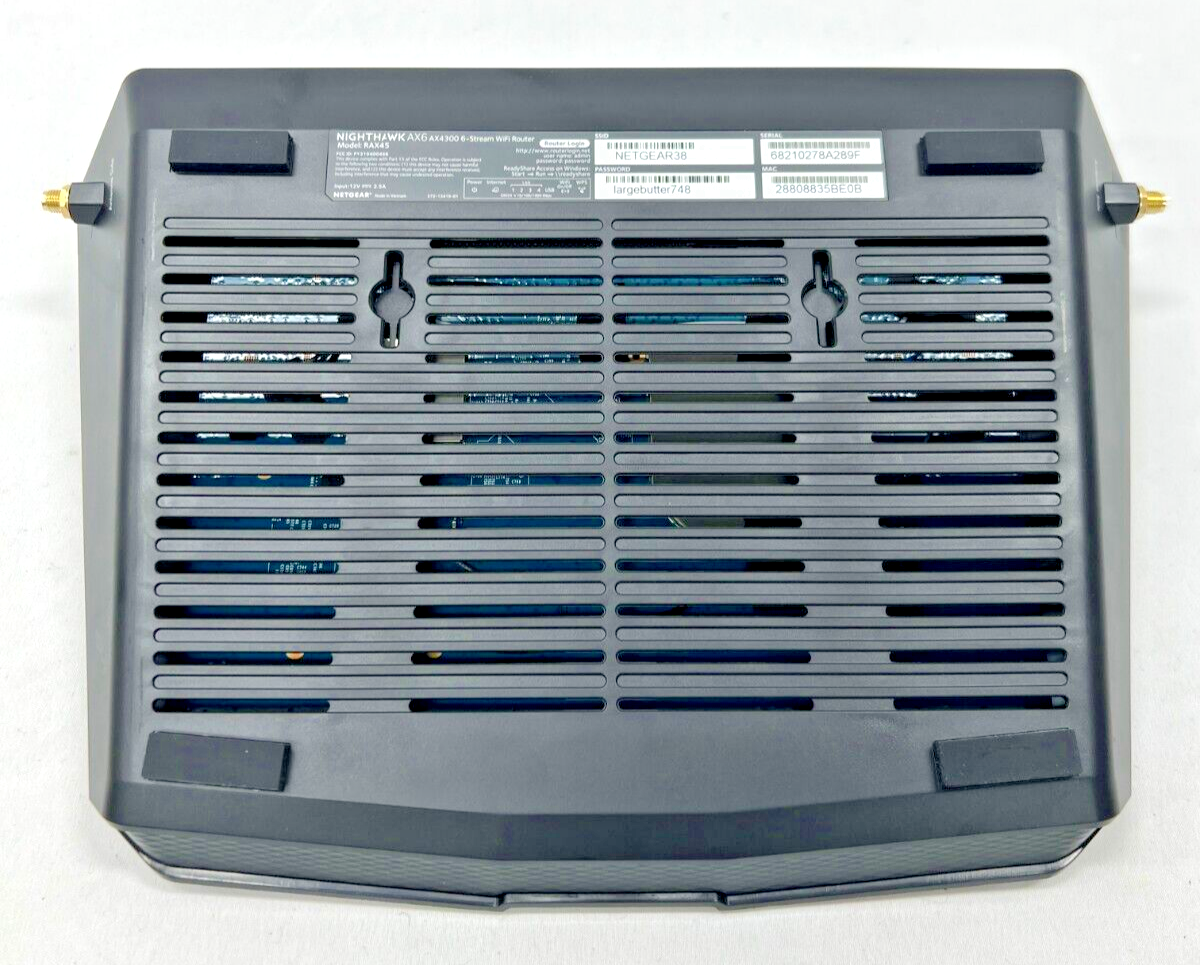 NETGEAR Nighthawk 6-Stream AX6 AX4300 Wi-Fi Router RAX45-100NAS 4.3Gbps Black