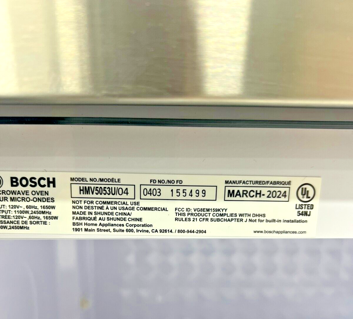 Bosch 500 Series 2.1 CU. FT. Over-The-Range Microwave, Stainless Steel HMV5053U
