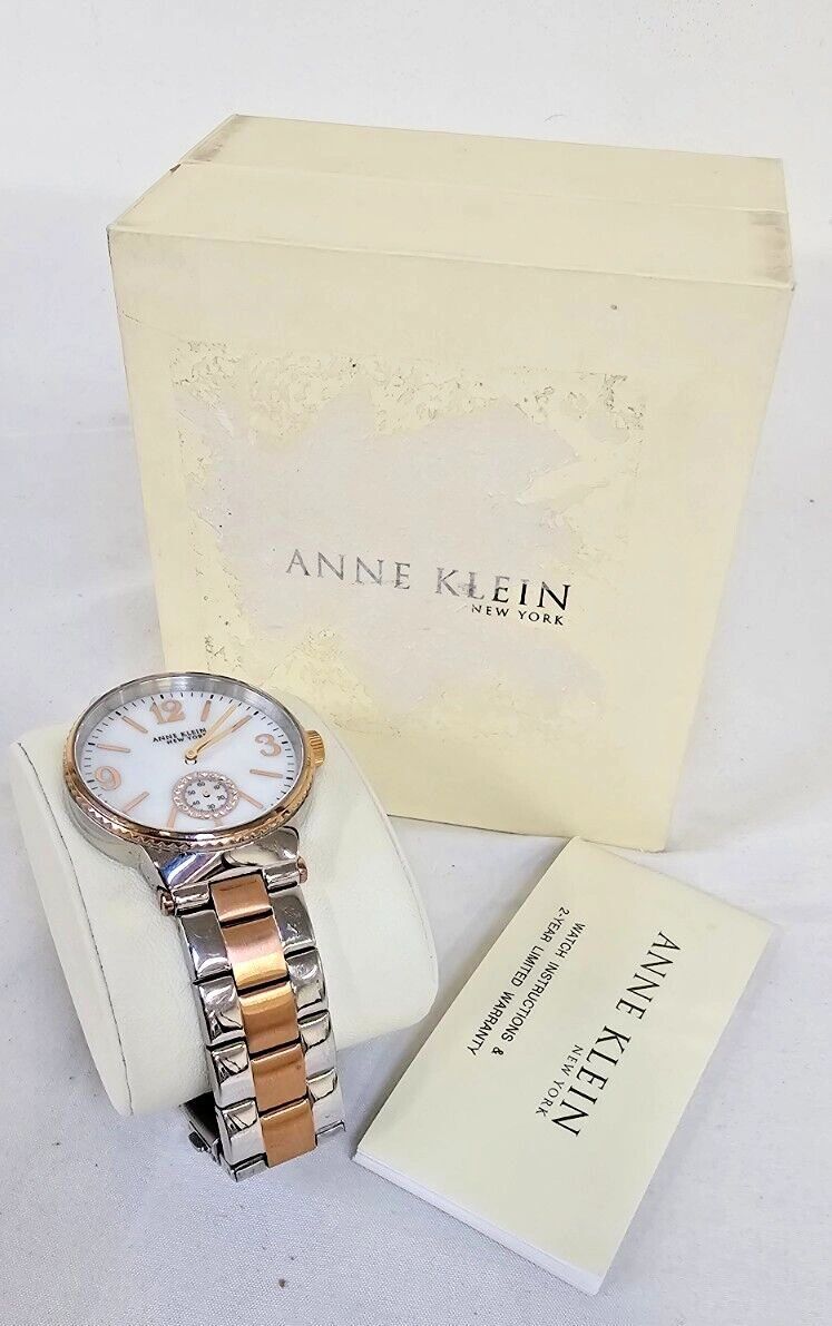 Anne Klein Stainless Steel RoseGold Mother of Pearl Quartz Watch 12/2341MPRT