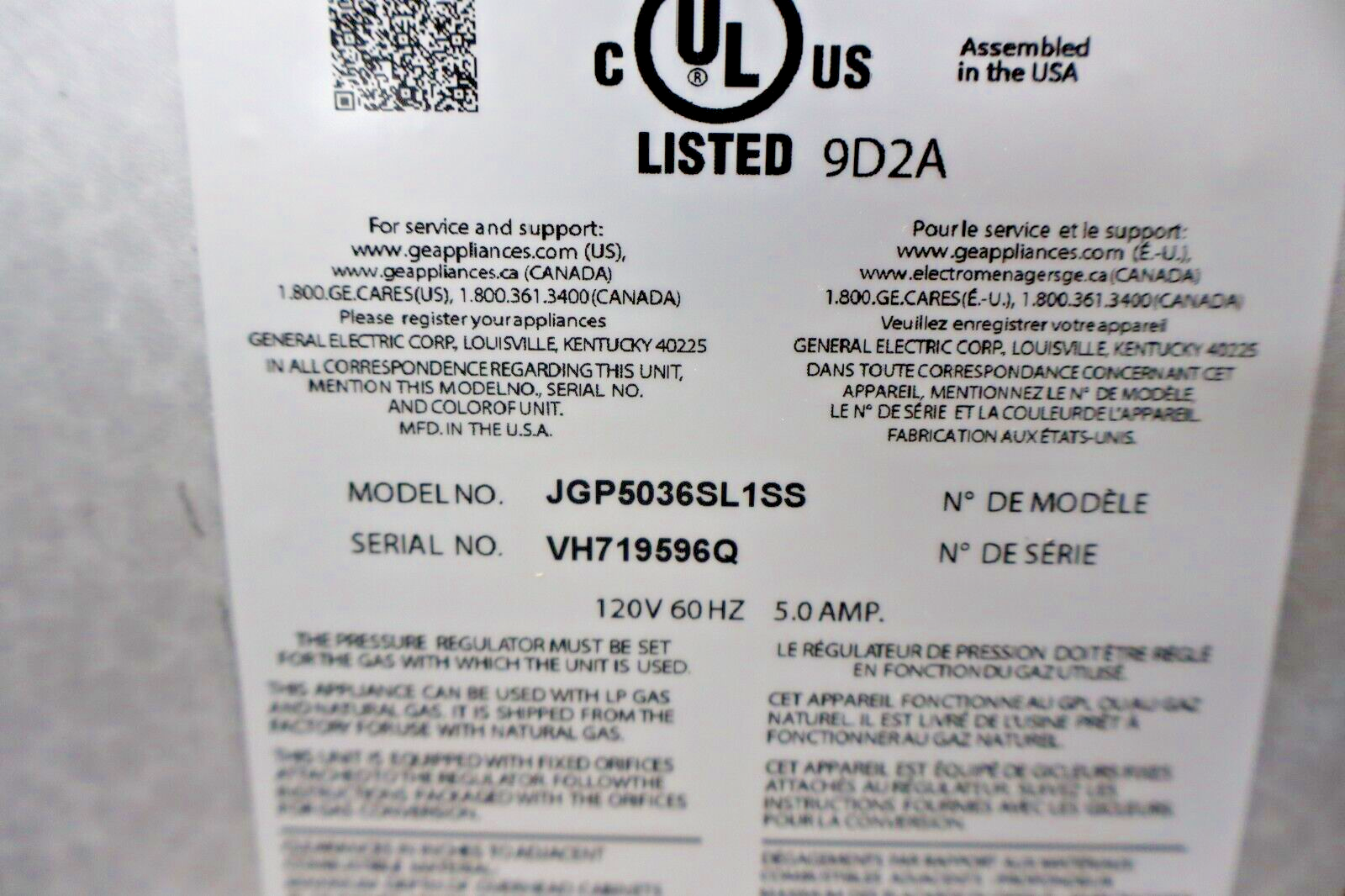 GE JGP5036SLSS 36" Built-In Gas Cooktop in Stainless Steel