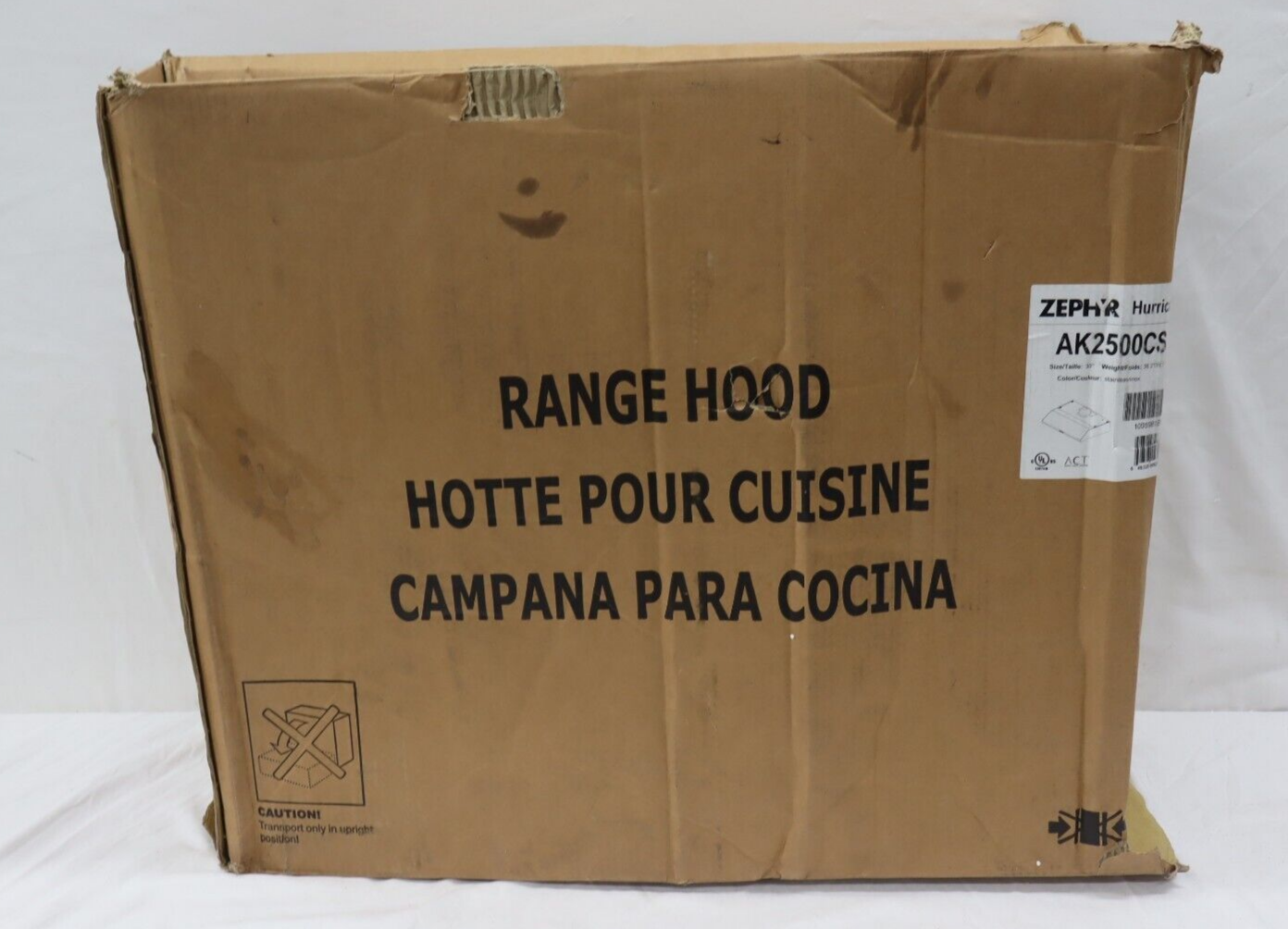 Zephyr Hurricane AK2500CS 30" 695 CFM Under Cabinet Range Hood in Stainless