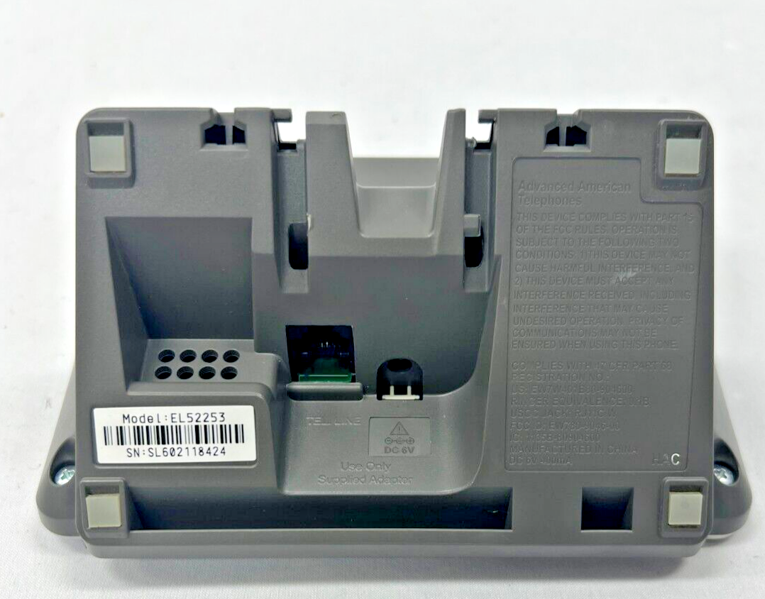 AT&T EL52253 DECT 6.0 Answering Machine Base Replacement EL52103 EL52203 EL2303