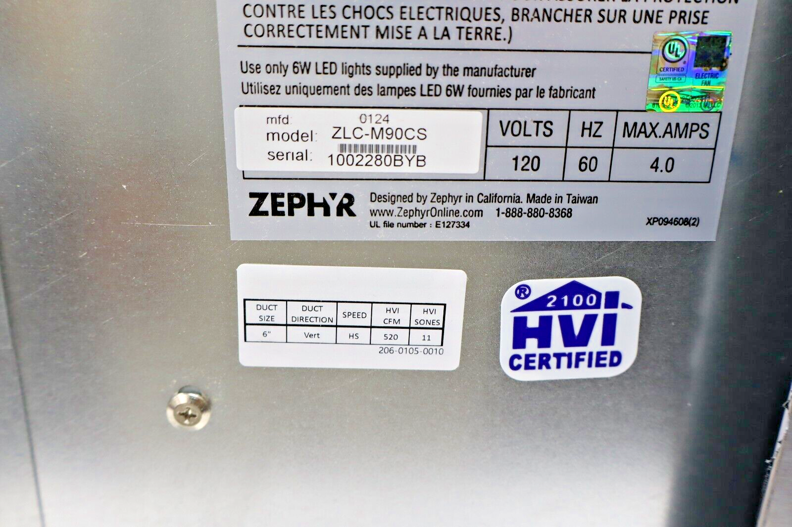 Zephyr ZLC-M90CS Luce 36" 600 CFM Island Mount Range Hood in Stainless Steel