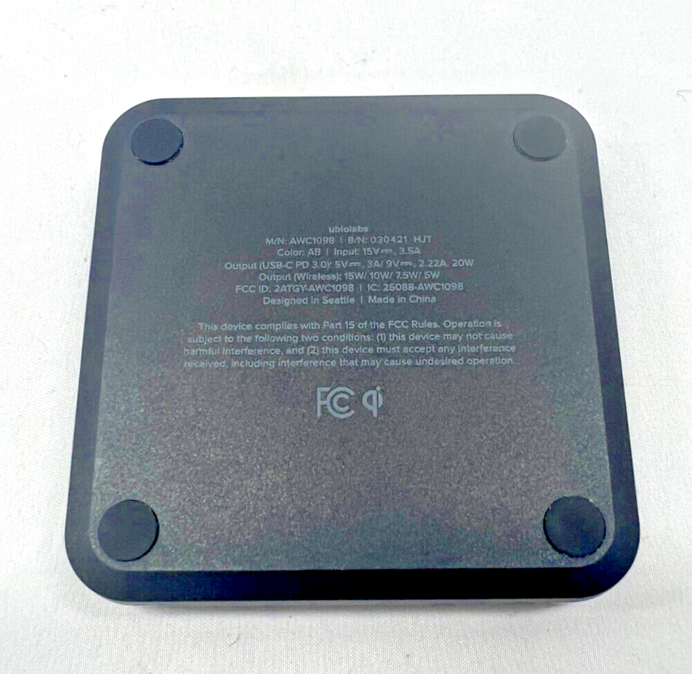 Ubiolabs Wireless Charging Pad for Mobile Phones w/ Additional 20W USB-C Output