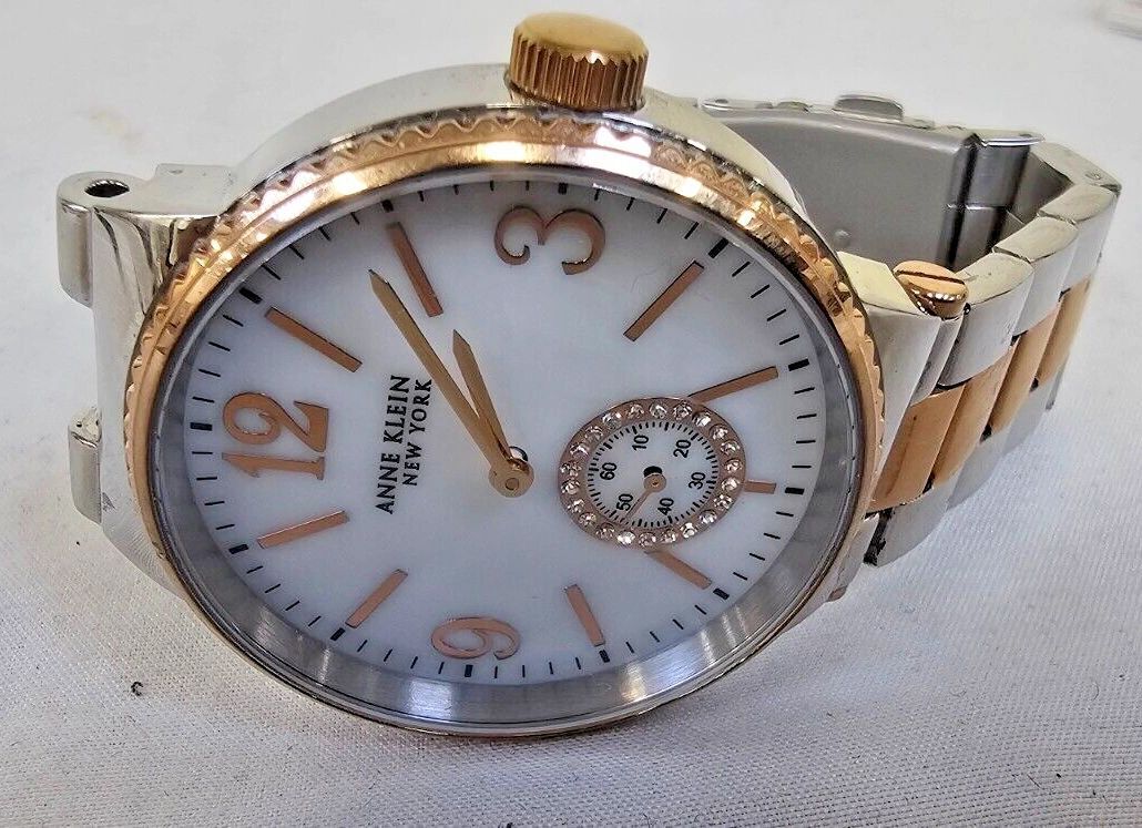 Anne Klein Stainless Steel RoseGold Mother of Pearl Quartz Watch 12/2341MPRT