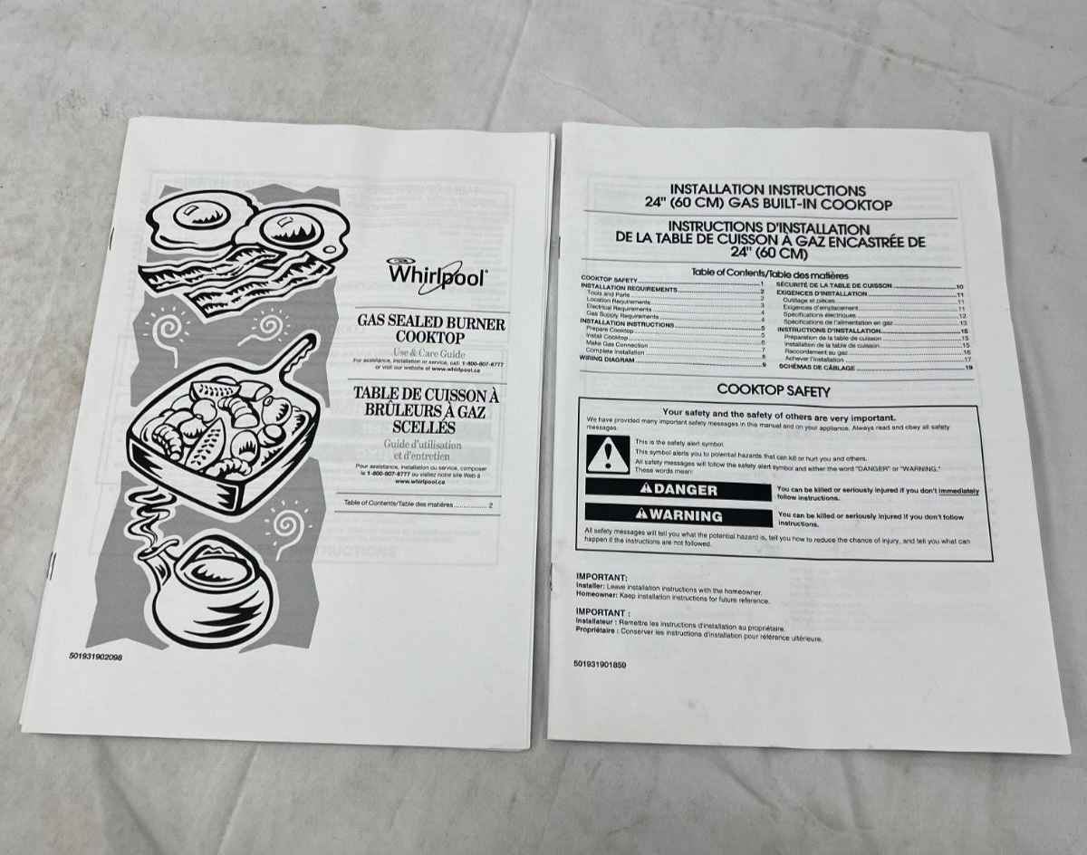Whirlpool WCG52424AS 24" Built-In Gas Cooktop w/ 4 Burners in Stainless Steel