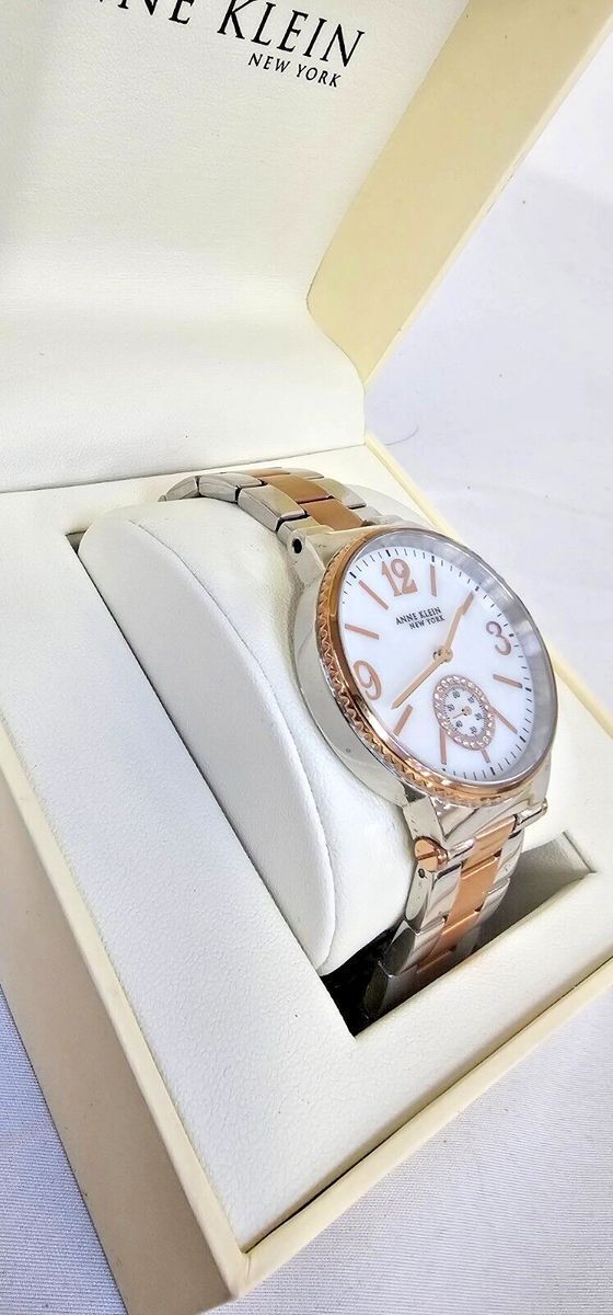 Anne Klein Stainless Steel RoseGold Mother of Pearl Quartz Watch 12/2341MPRT