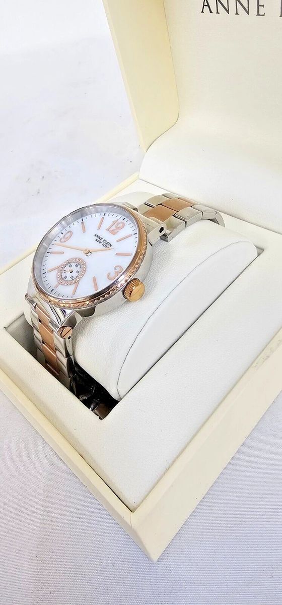 Anne Klein Stainless Steel RoseGold Mother of Pearl Quartz Watch 12/2341MPRT