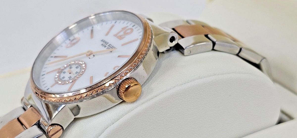 Anne Klein Stainless Steel RoseGold Mother of Pearl Quartz Watch 12/2341MPRT