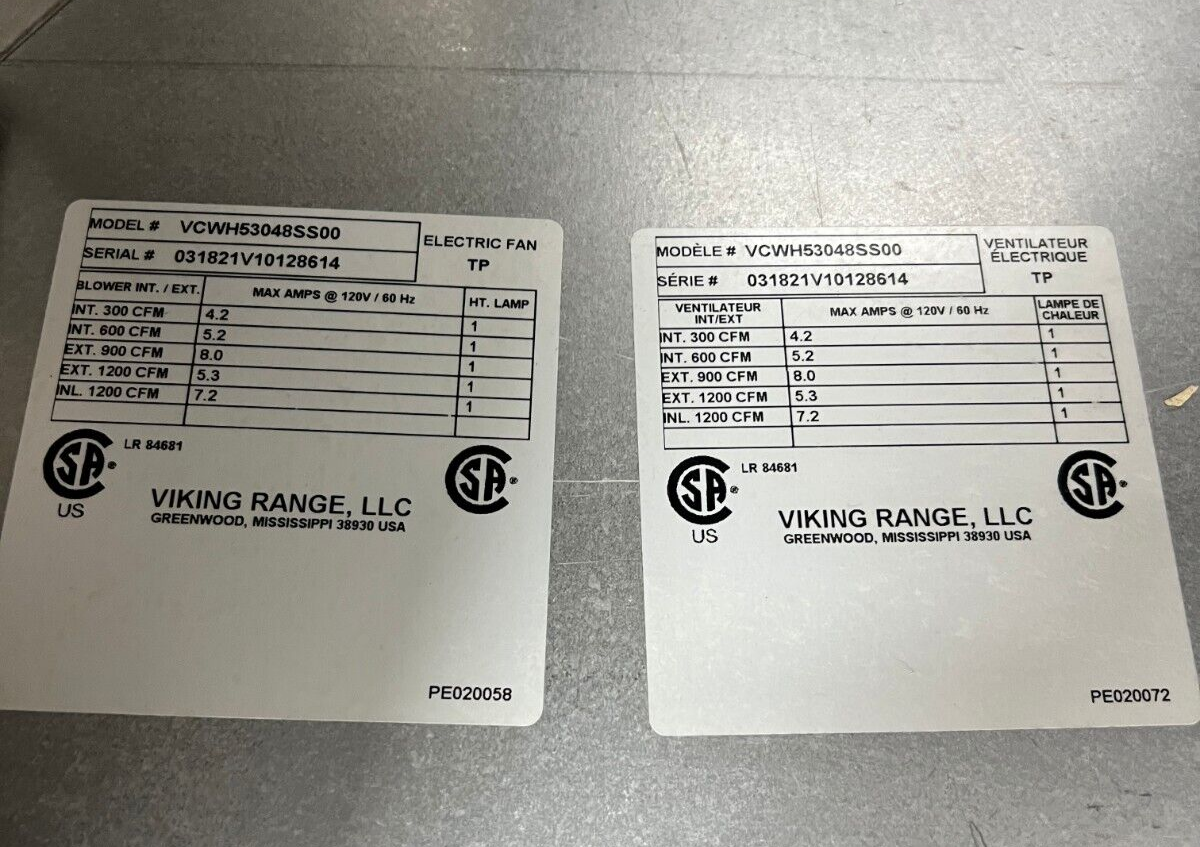 Viking 30" 5 Series Wall Mount Chimney Range Hood VCWH53048SS, No Blower