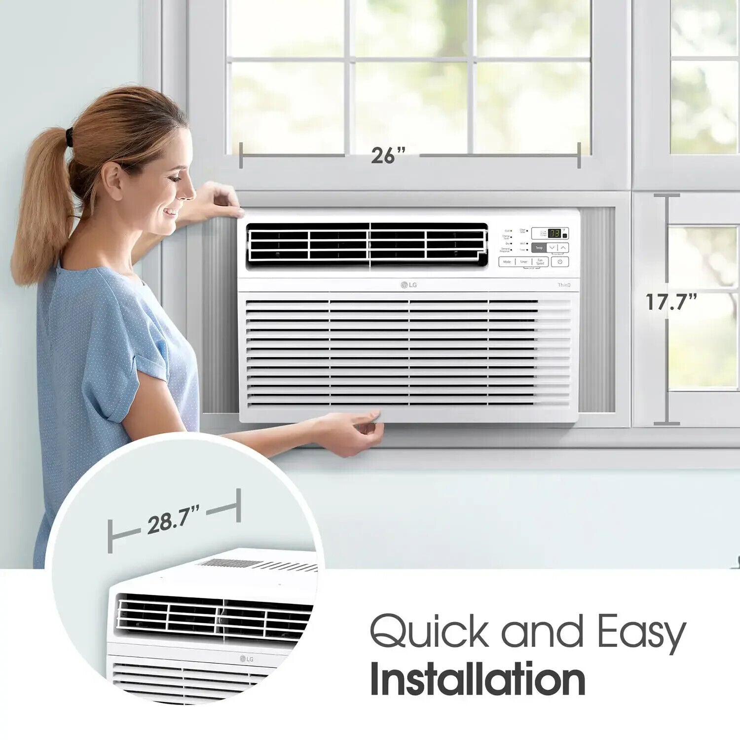 LG LW1824RD 18,000 BTU 230/208V Window Mounted Air Conditioner Cools 1,000 Sq.ft