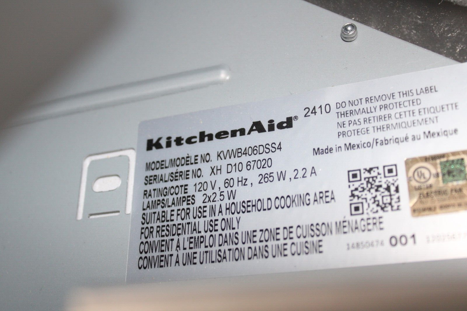 KitchenAid KVWB406DSS 36" Convertible  400 CFM Wall Mount Chimney Range Hood