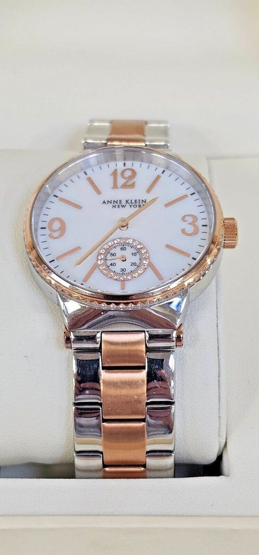 Anne Klein Stainless Steel RoseGold Mother of Pearl Quartz Watch 12/2341MPRT