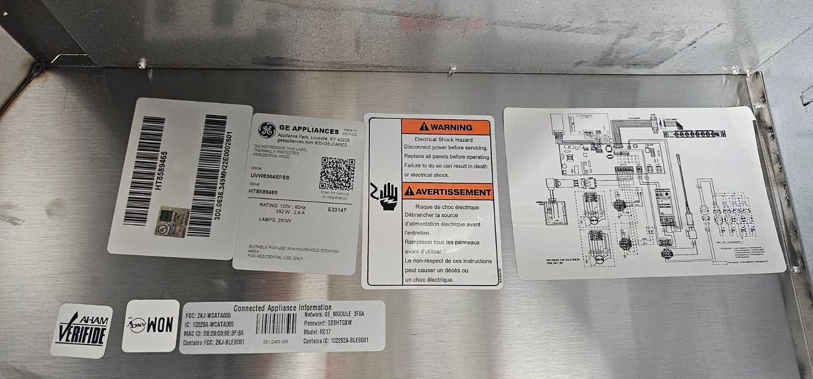 NEW GE Profile UVW8364SPSS 36" 600 CFM Designer Wall Mount Range Hood, LED Light
