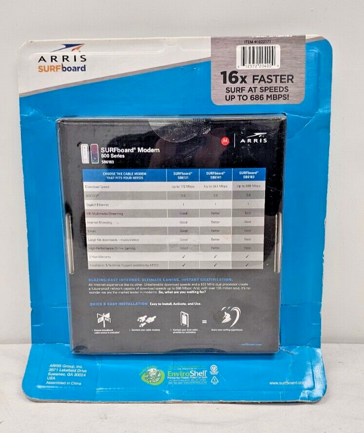 MOTOROLA ARRIS Surfboard SB6183 Cable Modem 16x4 Channels DOCSIS 3.0 - White