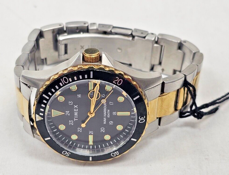 Timex TW2U55500 Men's VQ Navi Harbour Two-Toned SS Watch w/ Black Dial