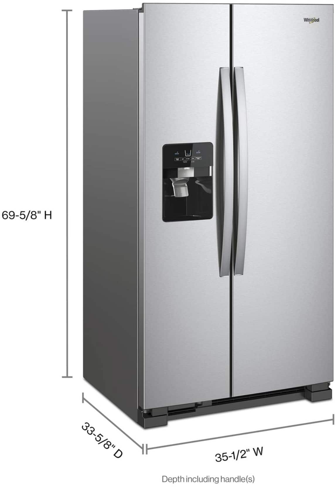 Whirlpool WRS325SDHZ 24.6 Cu. Ft 36" Side-by-Side Refrigerator, Stainless Steel - Image 2