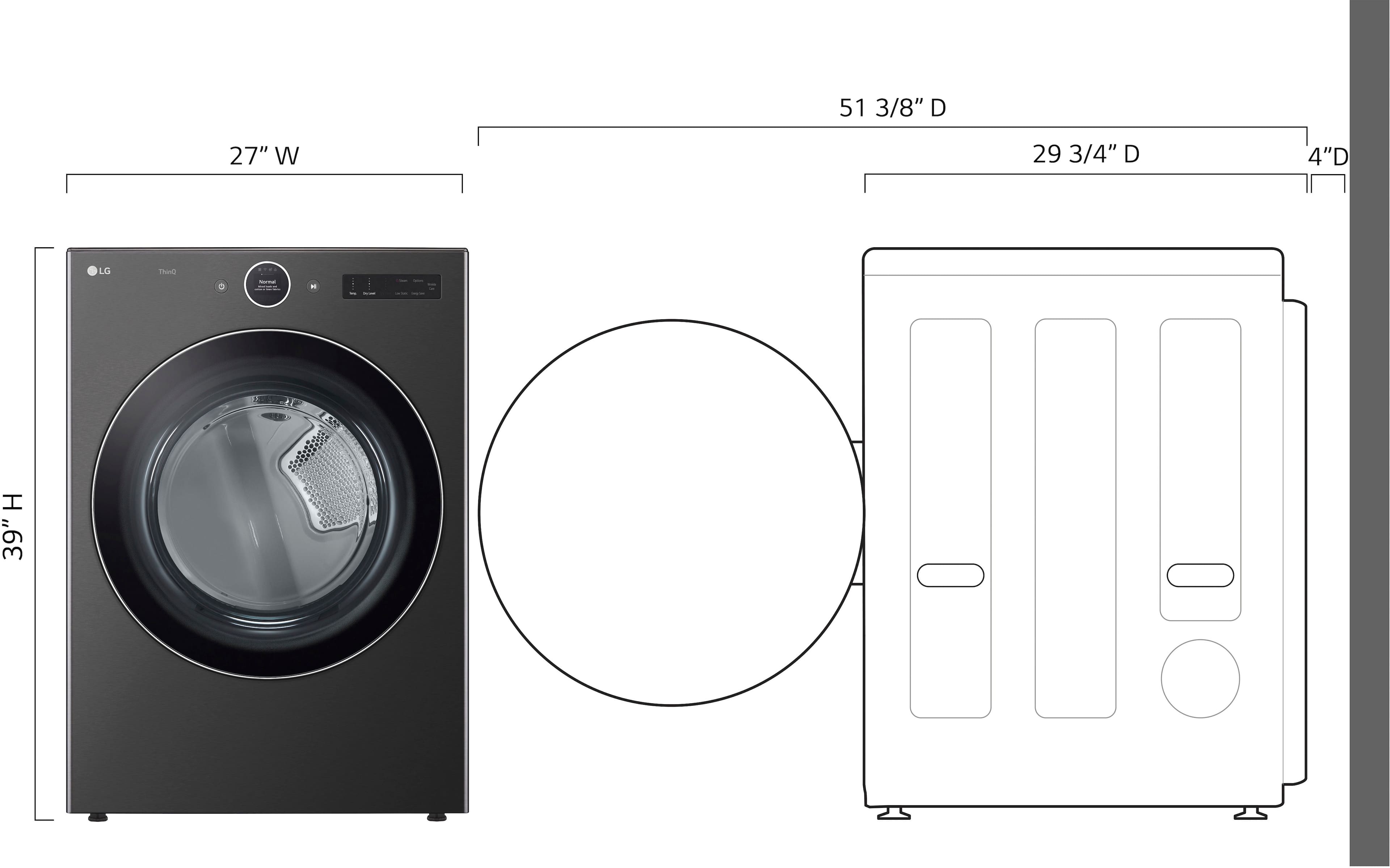 LG DLEX6700B 7.4 Cu. Ft Dryer Smart Steam ENERGY STAR Black Steel - Image 3