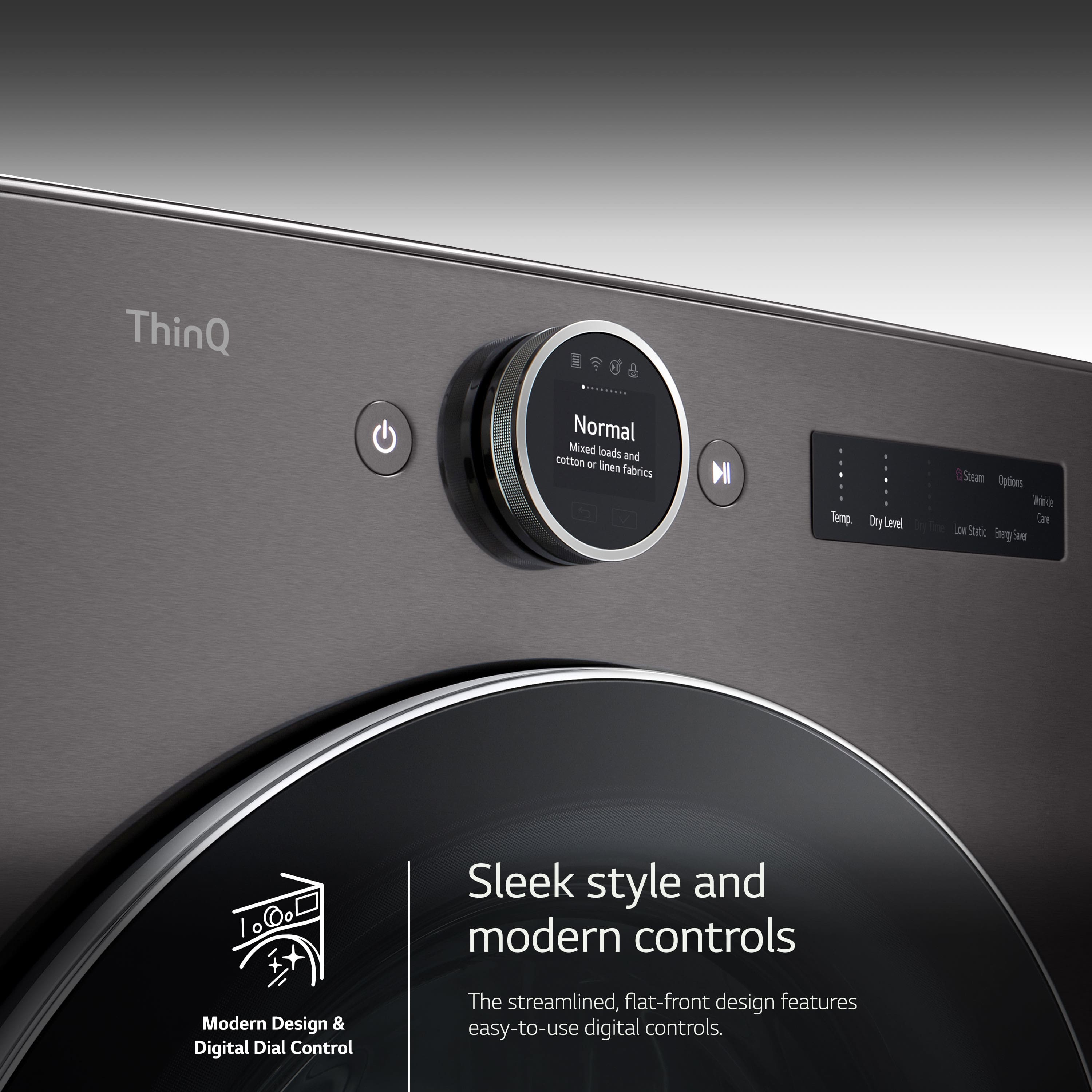 LG DLEX6700B 7.4 Cu. Ft Dryer Smart Steam ENERGY STAR Black Steel - Image 4