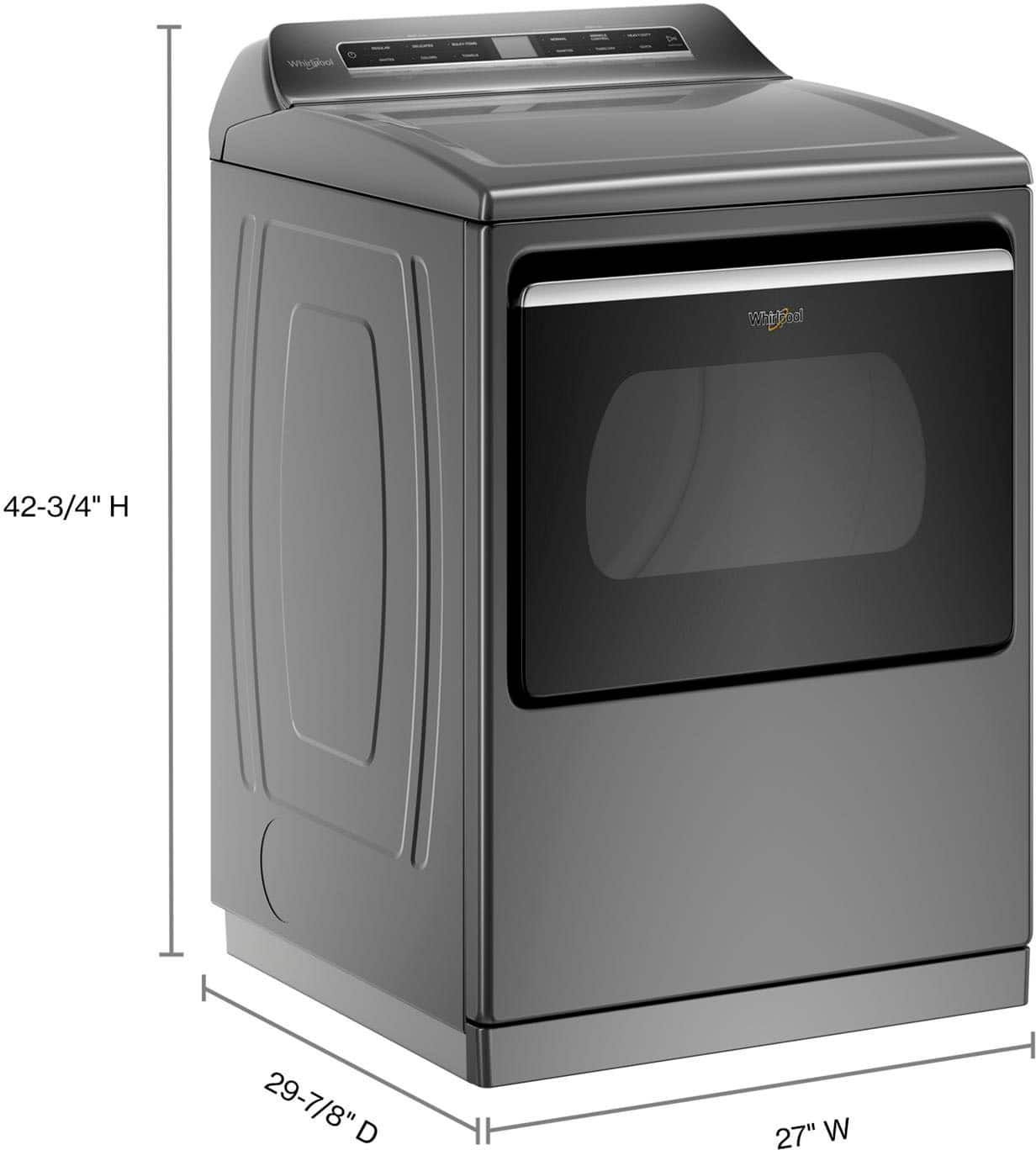 Whirlpool WED8127LC 7.4 Cu. Ft Dryer Smart Steam ENERGY STAR Chrome Shadow - Image 3