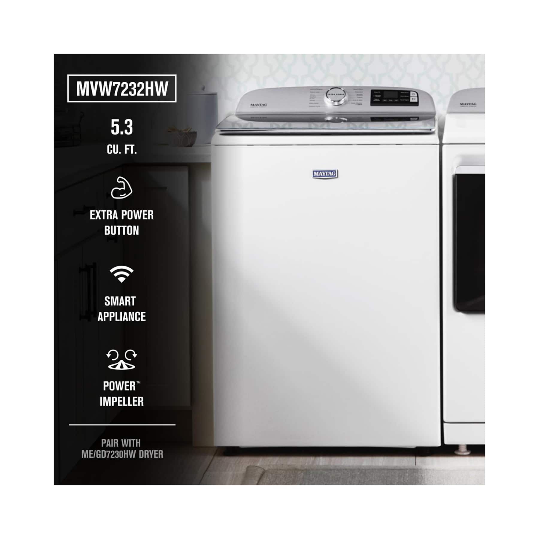 Maytag MVW7232HW 5.3 Cu. Ft Washer Top Load Smart ENERGY STAR White - Image 6