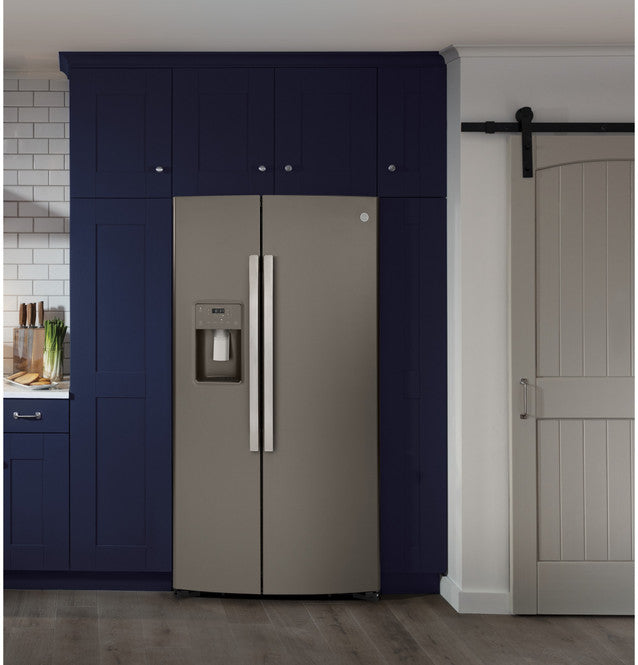 GE GZS22IMNES 21.8 Cu. Ft Counter-Depth Side-by-Side Refrigerator, Slate