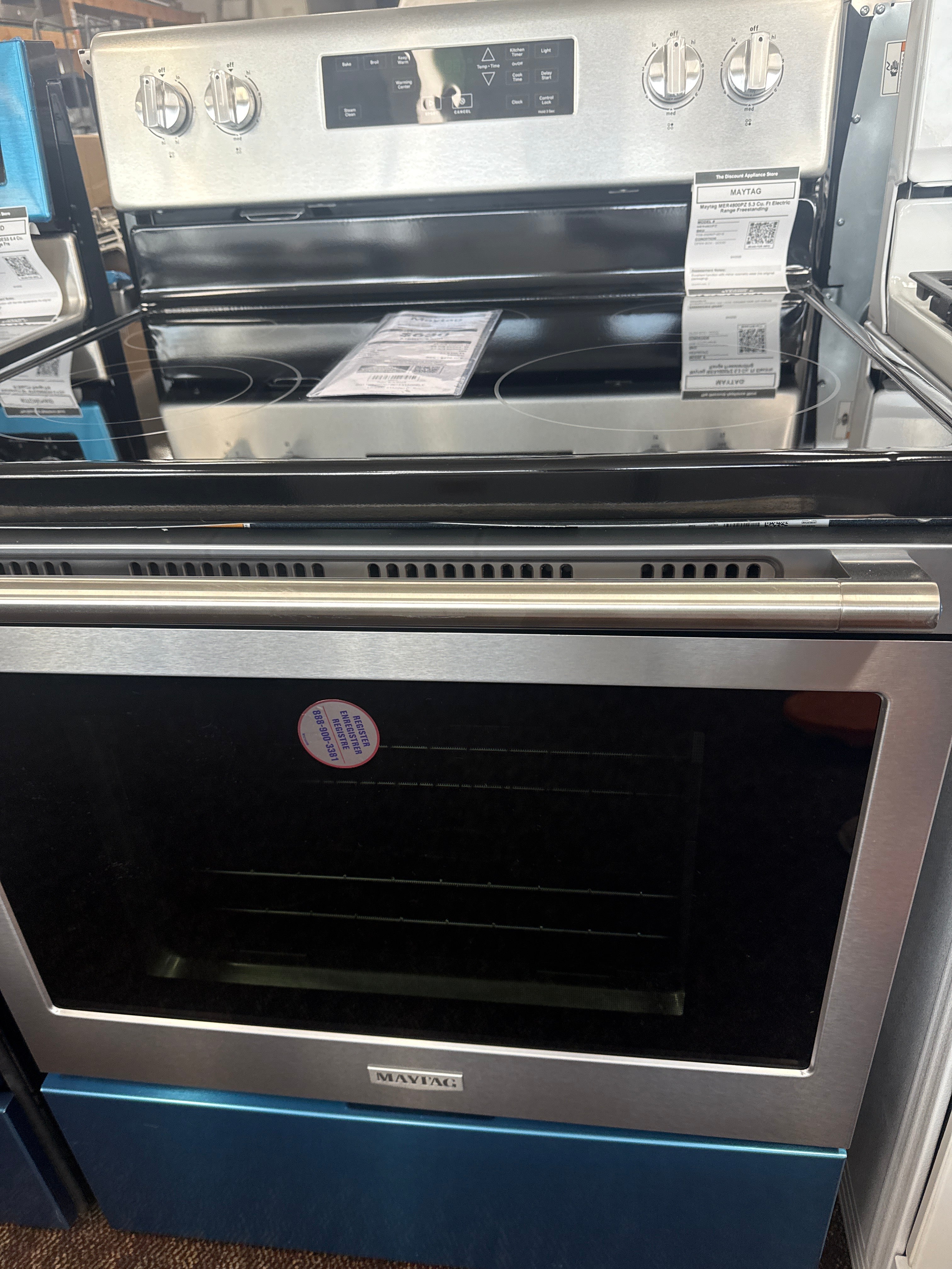 Maytag MER4800PZ 5.3 Cu. Ft Electric Range Freestanding Steam ENERGY STAR